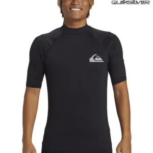 Quiksilver Black Everyday UPF50 Short Sleeve Logo Rash Vest