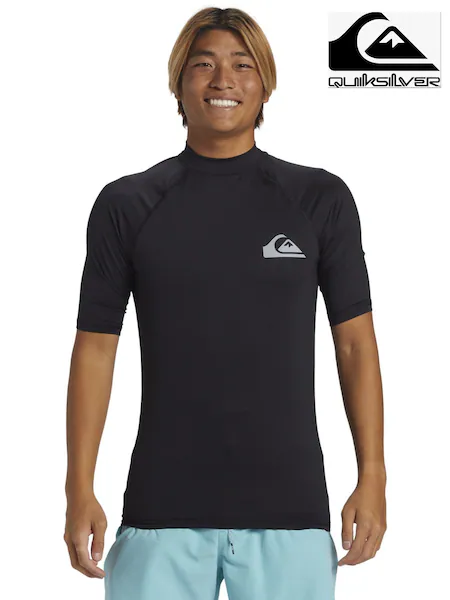 Quiksilver Black Everyday UPF50 Short Sleeve Logo Rash Vest