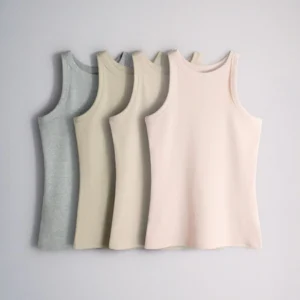 The Set 4 Pack Ribbed Racer Vests Khaki/Light Pink/Neutral