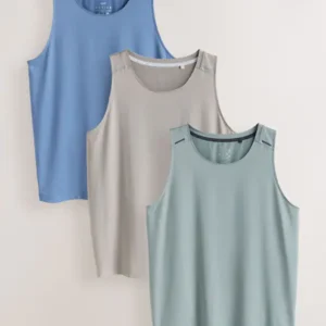 Steel Blue, Sage Green, Grey 3 Pack Active Gym Training Top