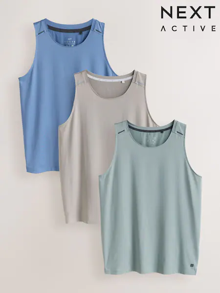 Steel Blue, Sage Green, Grey 3 Pack Active Gym Training Top