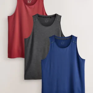 Black/ Red/ Charcoal Grey 3 Pack Active Gym Training Top