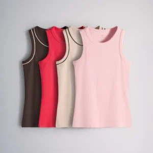 The Set 5 Pack Scoop Neck Wide Strap Vests Black/Brown/Neutral/Nude/White
