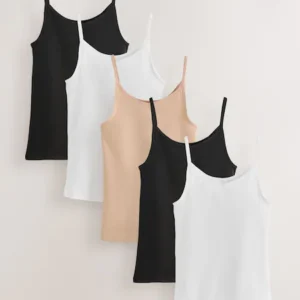 Multi Cotton Rich Strappy Vests 5 Pack