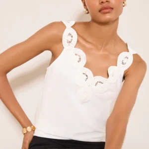 Lipsy White Crochet Trim Detail Vest
